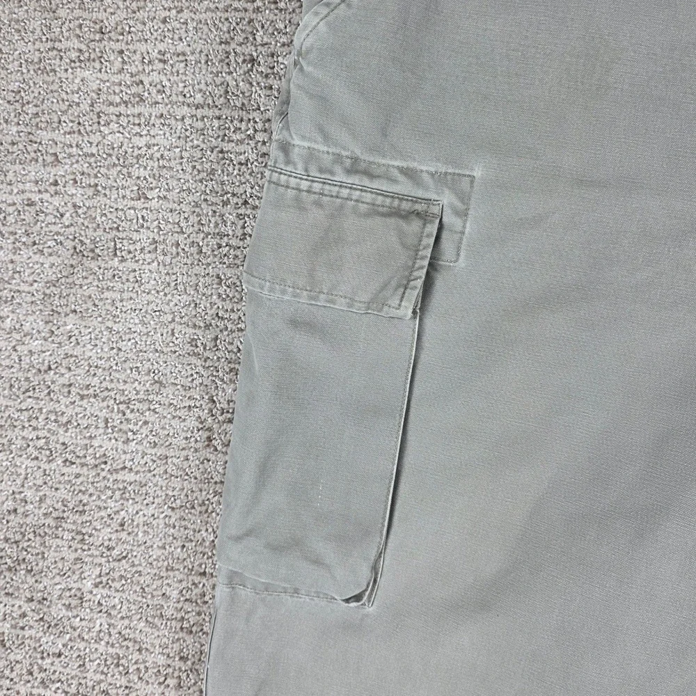 Vintage Polo Ralph Lauren Mens Green Canvas Cargo Pants Straight Wide Size 38x33